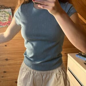 Women’s Medium cropped ribbed t-shirt blue